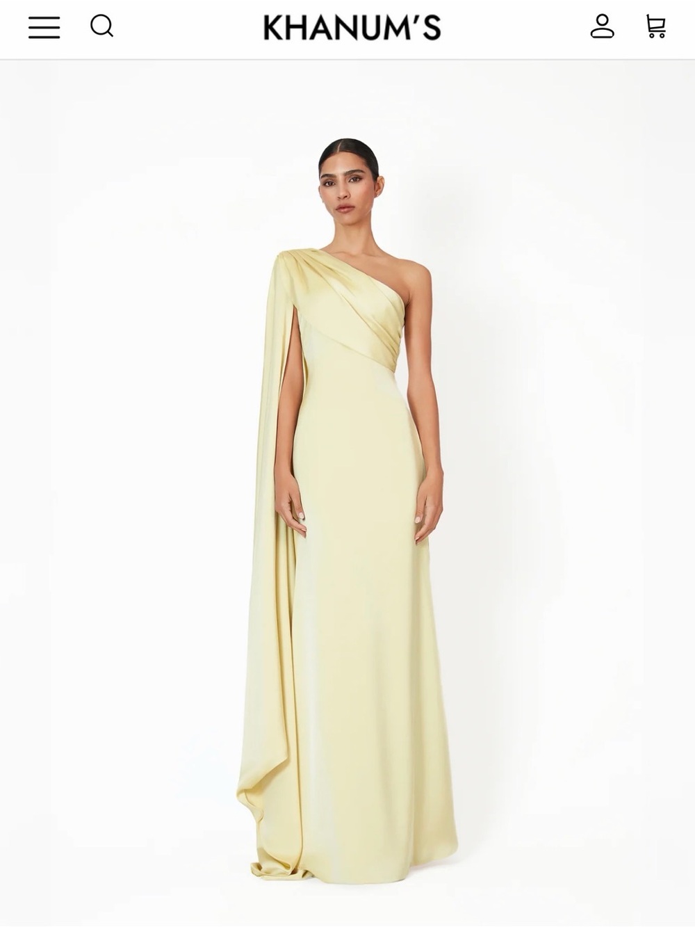 Khanum's One-Shoulder Pale Yellow Evening Dress